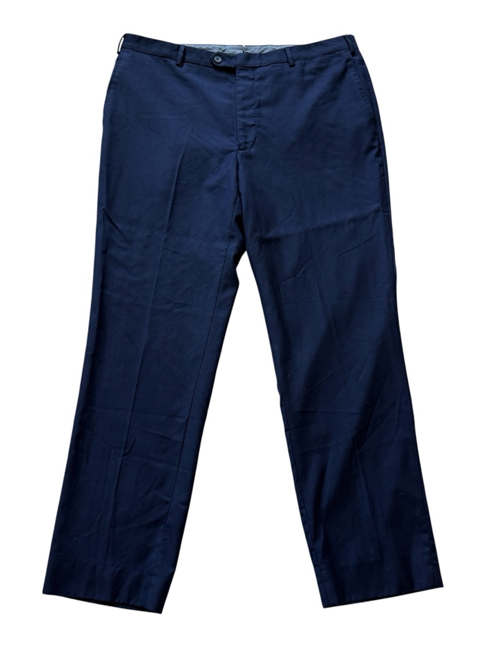 J Hilburn Navy 100% Wool Dress Pants Portugal Flat Front Trousers 38x31 Office